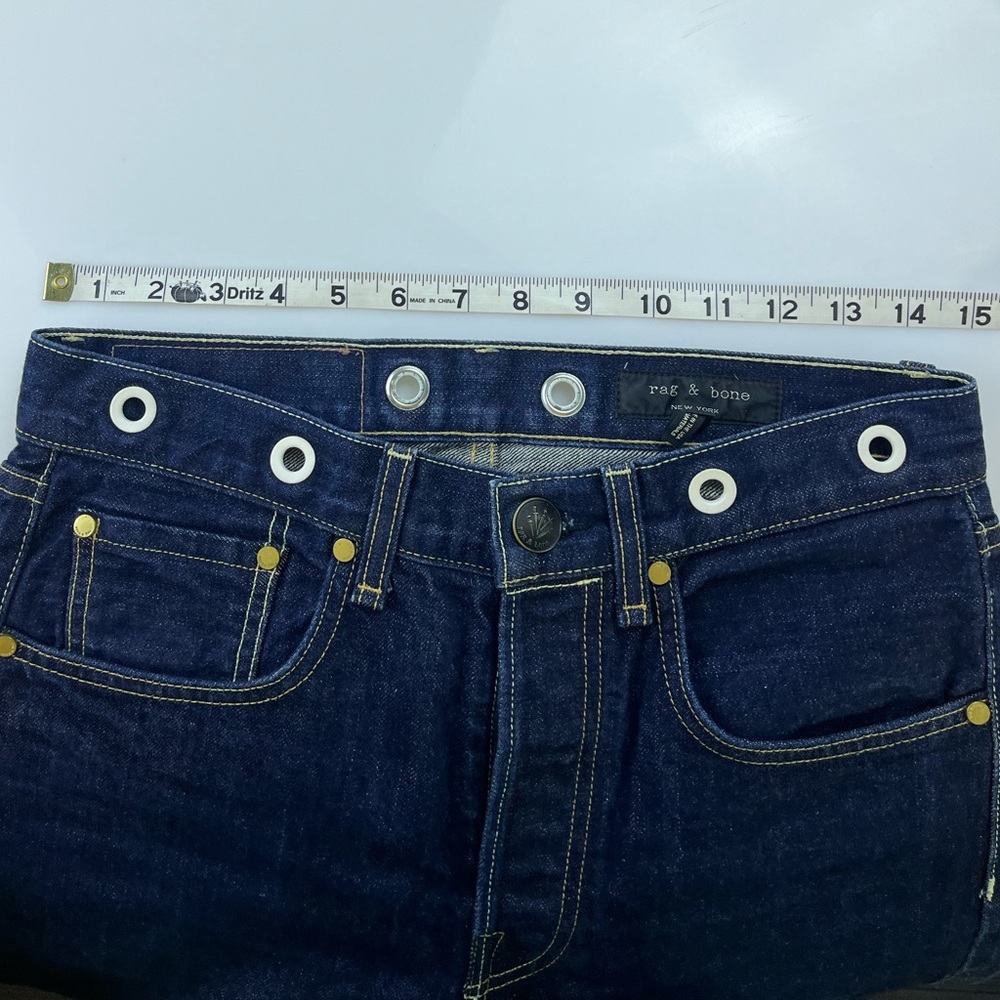 Rag & Bone Trompe L’Oeil Indigo Selvedge Cuff Grommet Jeans N248-6 - Picture 6 of 8